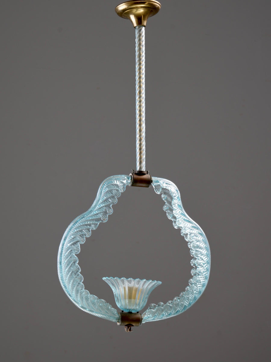 Set of 6 Pendants in Glass and Brass, Italy, 1940’s
