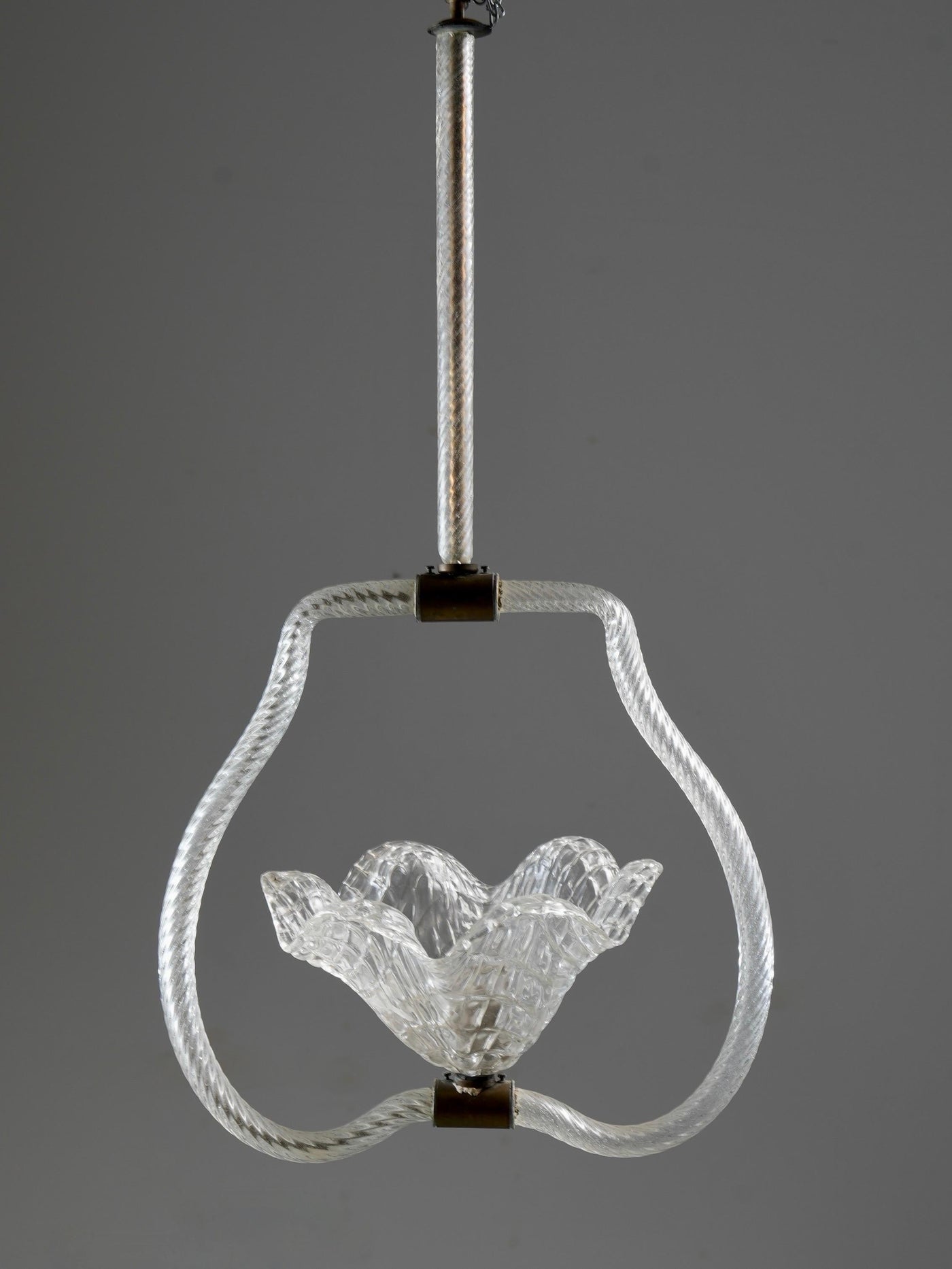 Set of 6 Pendants in Glass and Brass, Italy, 1940’s