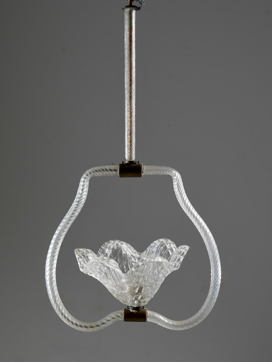 Set of 6 Pendants in Glass and Brass, Italy, 1940’s