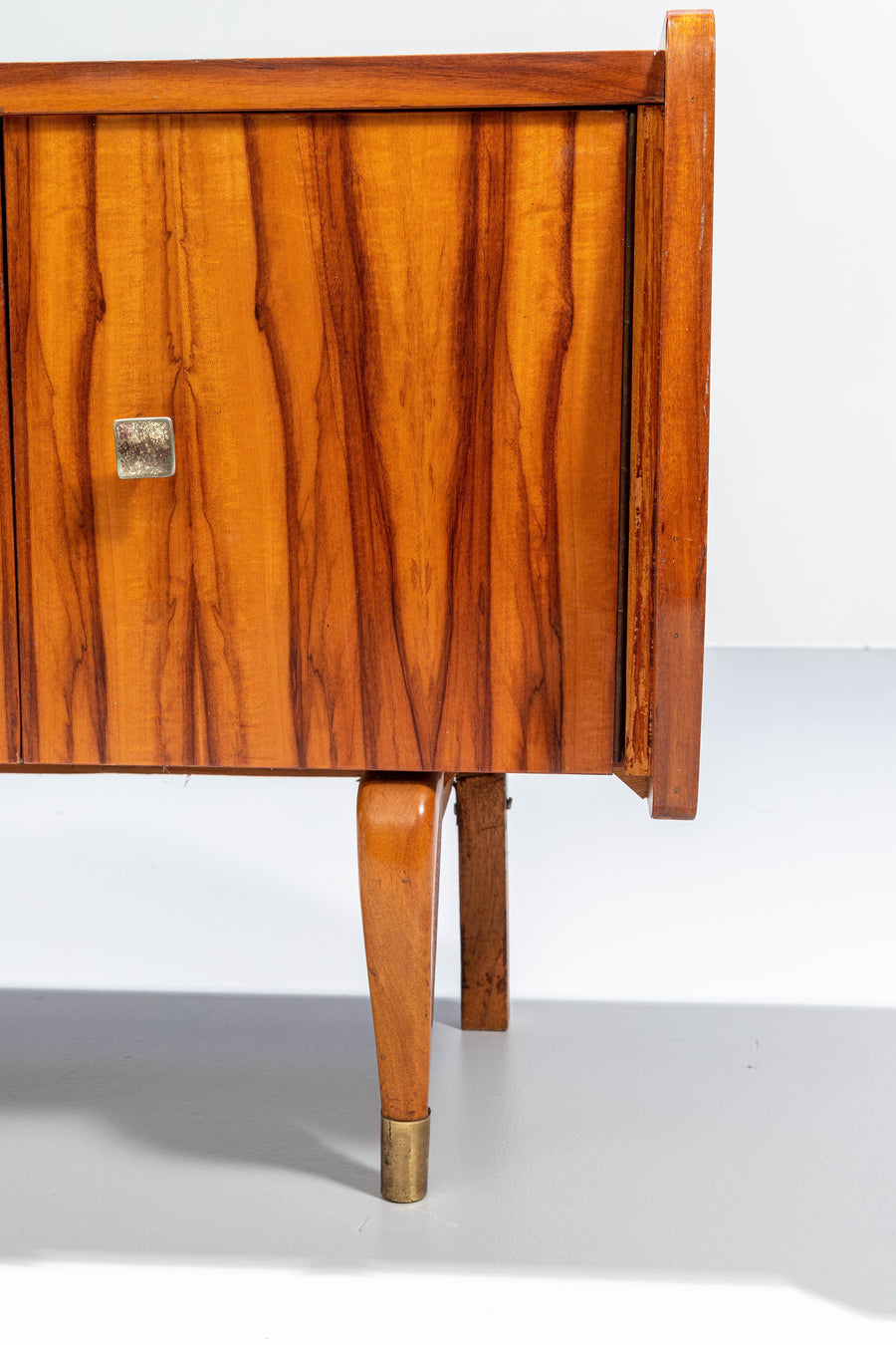 Set of Two Night Stands in Zebra Wood and Brass, 1960's, France