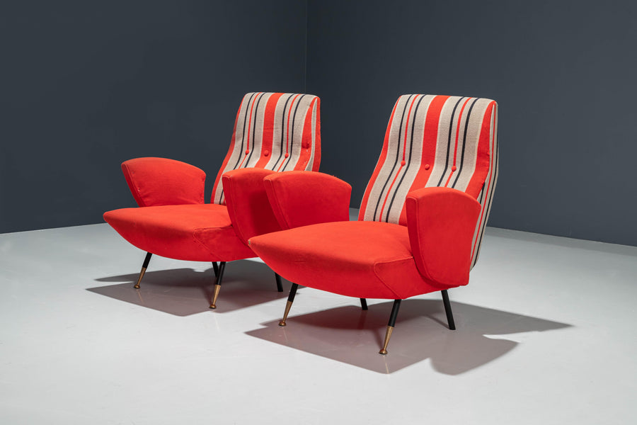 Set of Two Italian Disco Chairs in Original Upholstery, 1960's